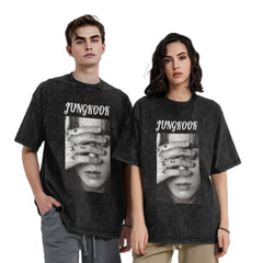 JUNGKOOK Washed Airbrush Pattern T-shirt