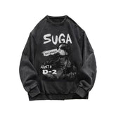 Suga Album Agust D D-DAY Vintage Graphic Washed Sweatshirt
