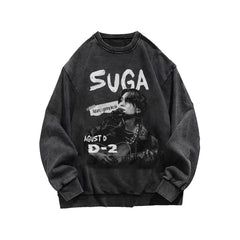 Suga Album Agust D D-DAY Vintage Graphic Washed Sweatshirt
