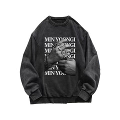 Suga Album Agust D D-DAY Vintage Graphic Washed Sweatshirt