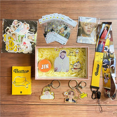 BTS BUTTER Gift Set LOMOCARD Keychain Ins-Card Sticker Lanyard Tape Gift box (Copy)