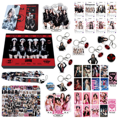(G) I-DLE 2 Big Gift Set LOMOCARD Keychain Ins-Card Sticker Lanyard Tape