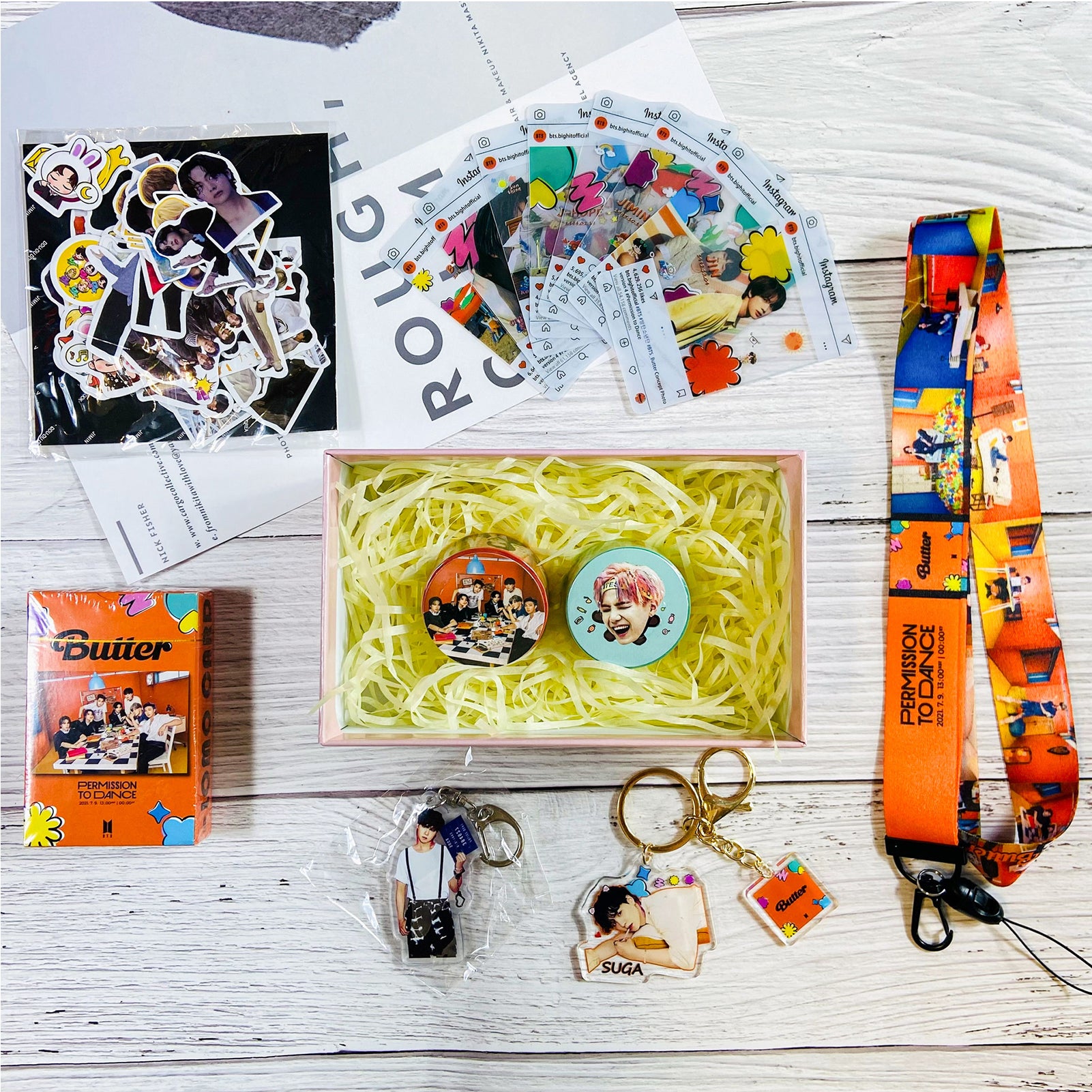 BTS PROMISS TO DANCE Gift Set LOMOCARD Keychain Ins-Card Sticker Lanyard Tape Gift box (Copy)