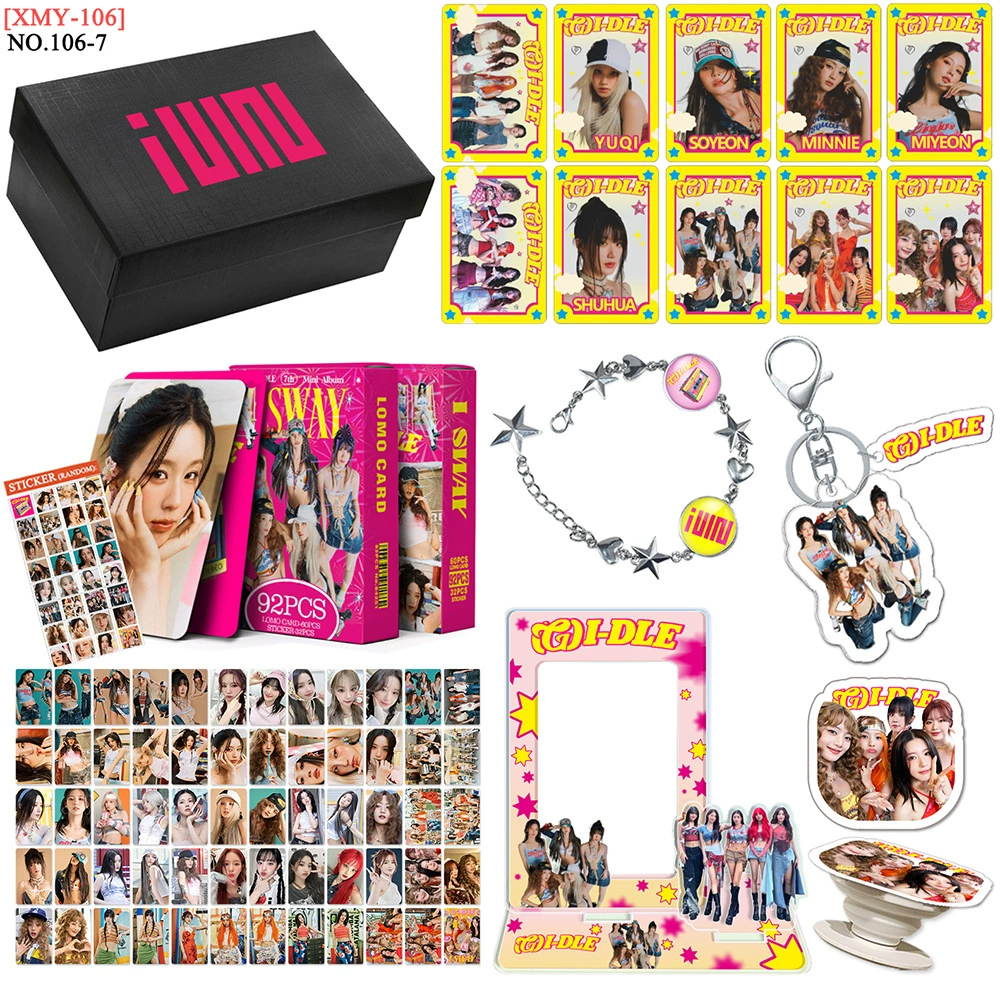 (G) I-DLE I SWAY Gift Set Photo Frame Bracelet LOMOCARD Keychain Mobile Holder