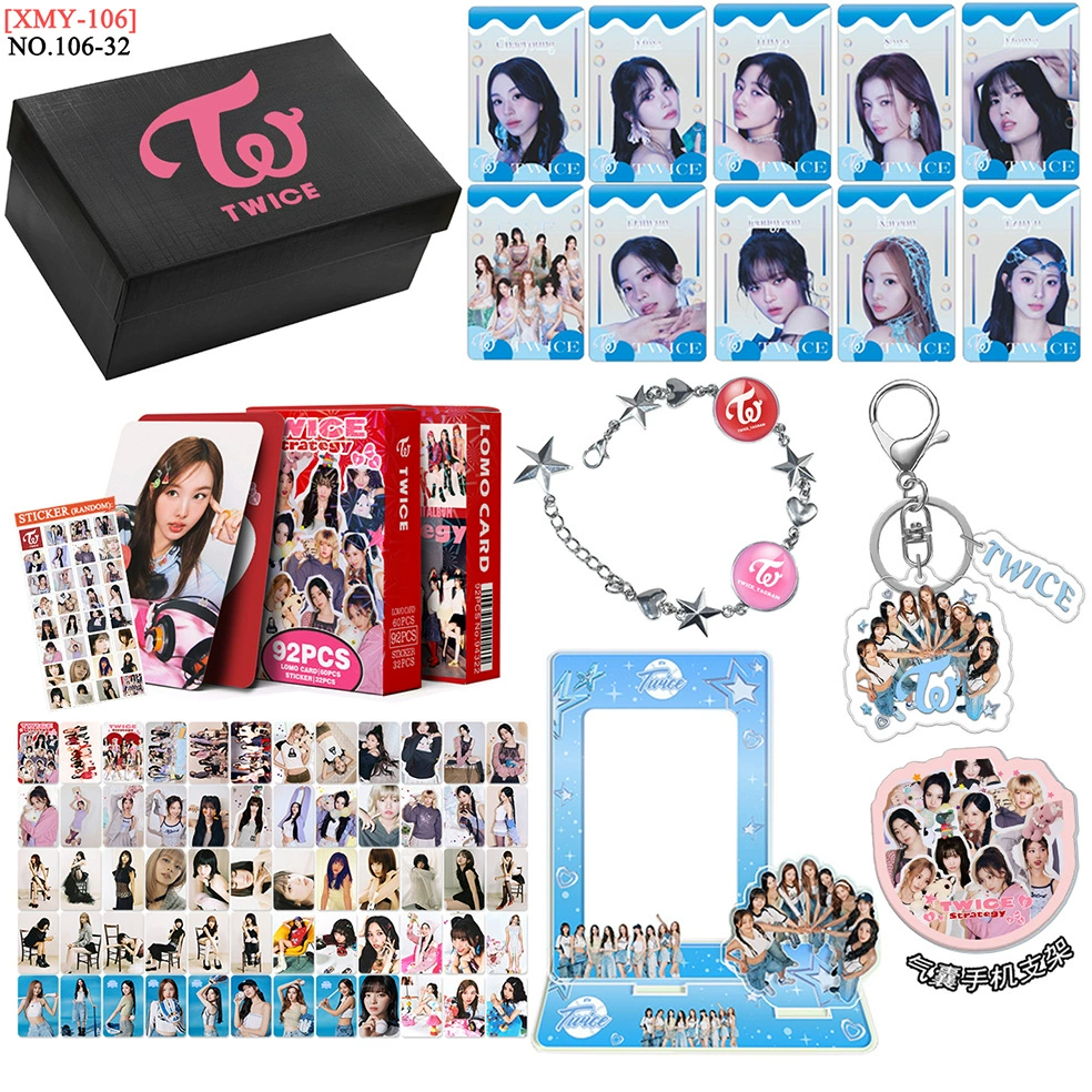 TWICE Gift Set Photo Frame Bracelet LOMOCARD Keychain Mobile Holder